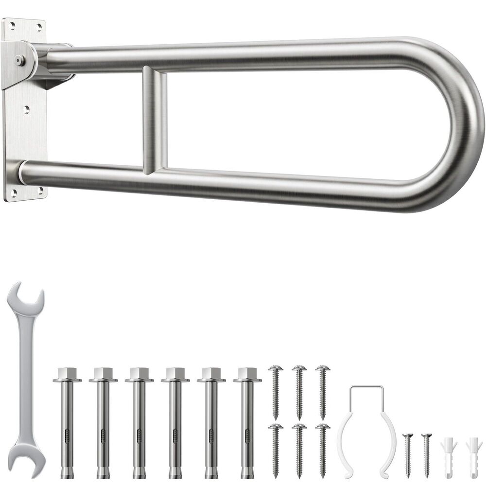 Niffgaff 24 Inch Flip-Up Grab Bar Brushed Stainless Steel Folding Toilet Safety